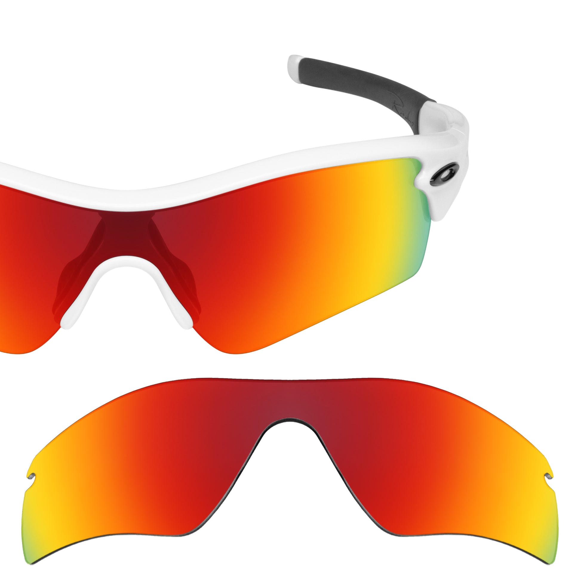 Oakley Radar Path frame with Revant replacement Polarized Fire Red lenses