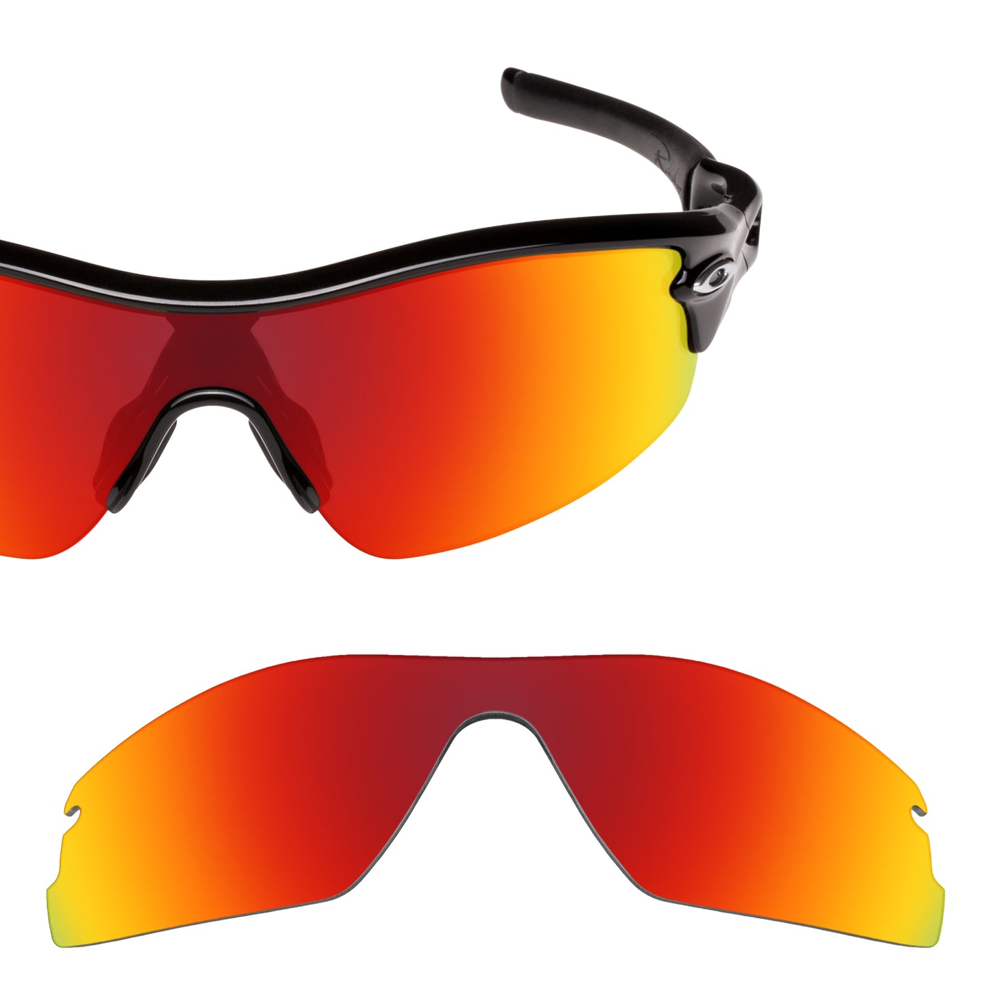 Oakley Radar Pitch frame with Revant replacement Polarized Fire Red lenses