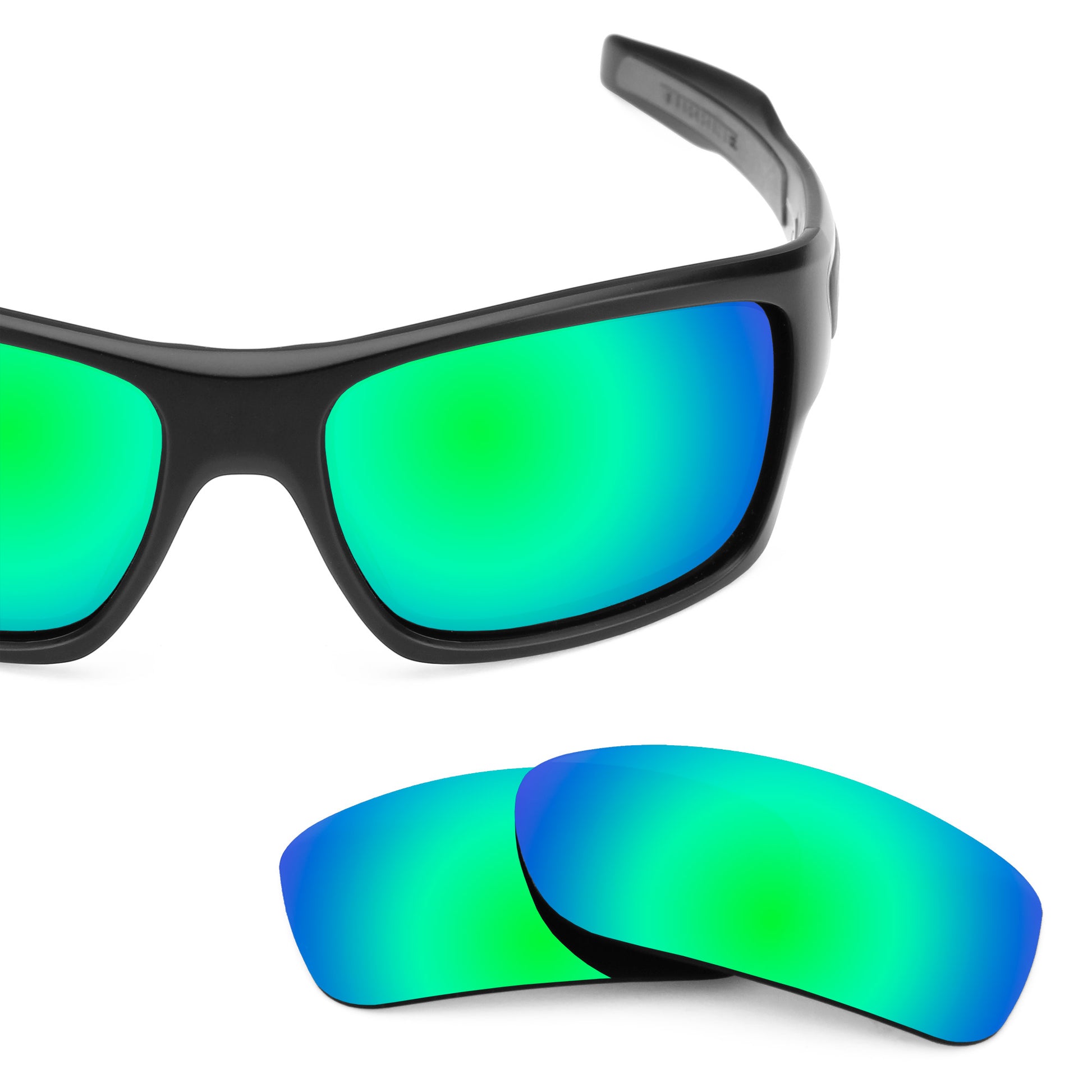 Oakley Turbine frame with Revant replacement Polarized Emerald Green lenses
