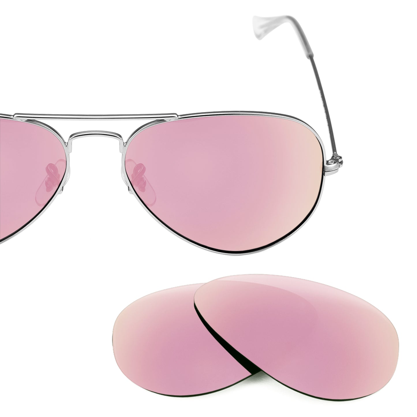 Ray-Ban Aviator RB3025 55mm frame with Revant replacement Polarized Rose Gold lenses