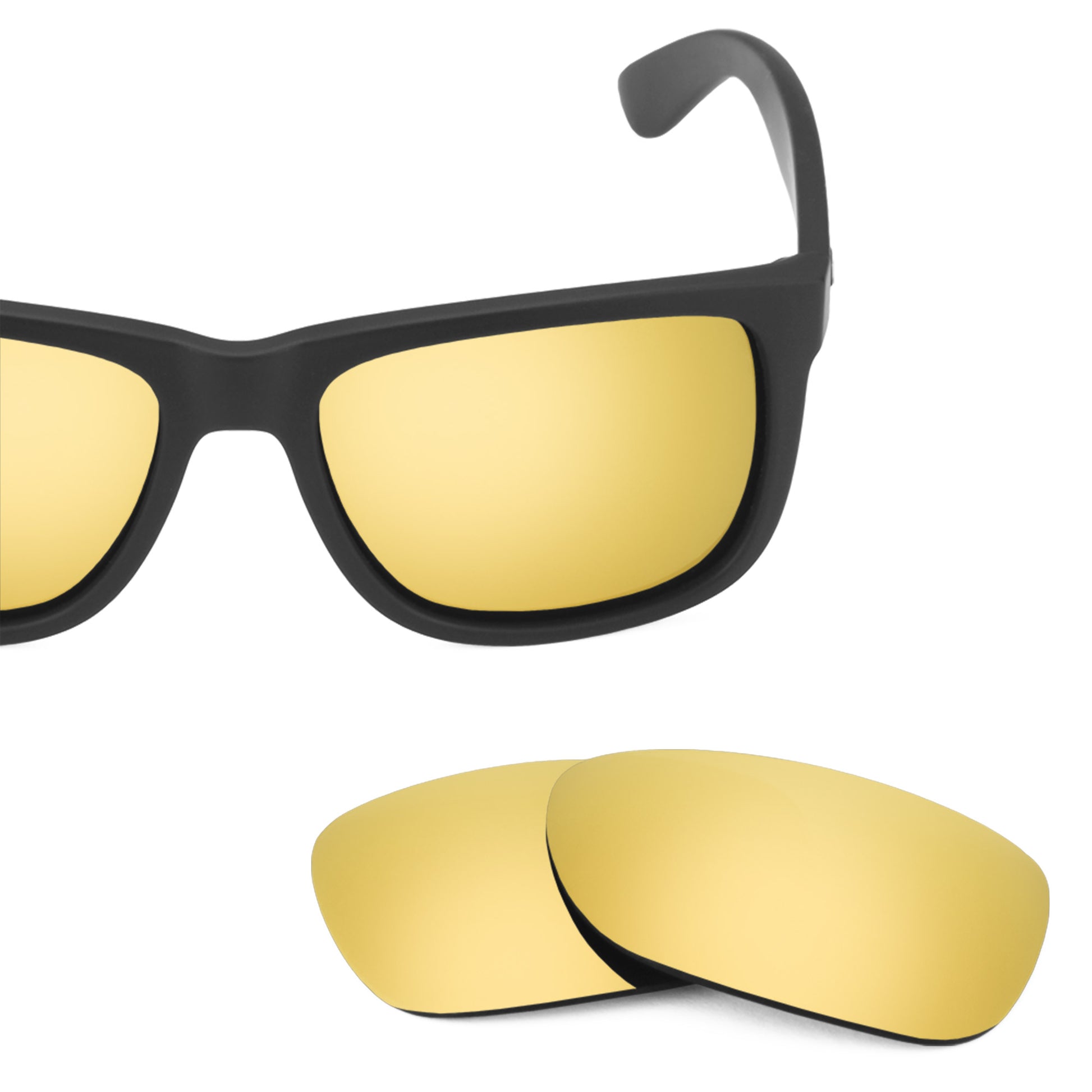 Ray-Ban Justin RB4165 54mm frame with Revant replacement Polarized Flare Gold lenses