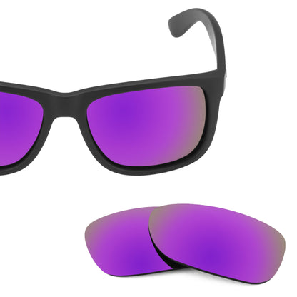 Ray-Ban Justin RB4165 54mm frame with Revant replacement Polarized Plasma Purple lenses