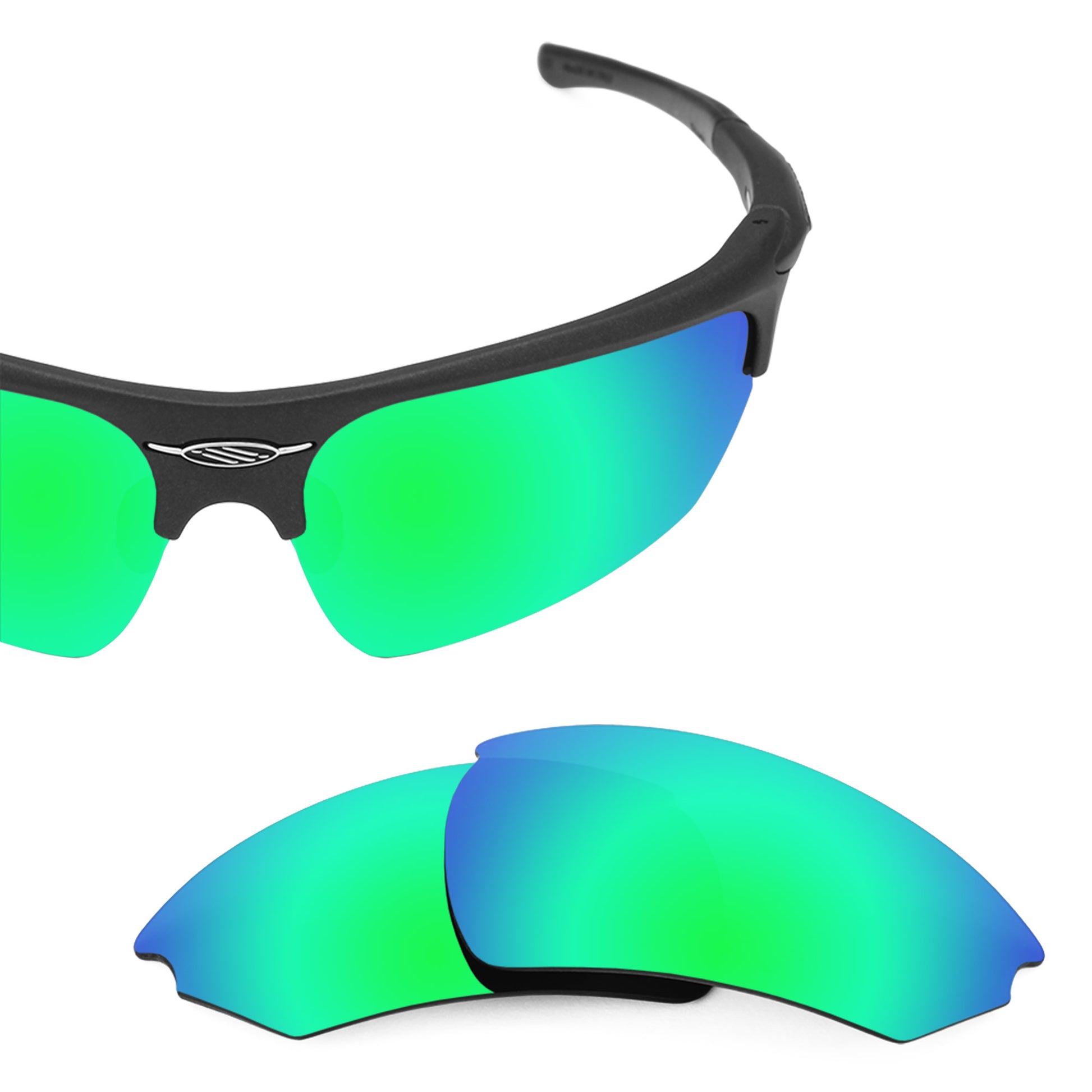 Rudy Project Noyz frame with Revant replacement Polarized Emerald Green lenses