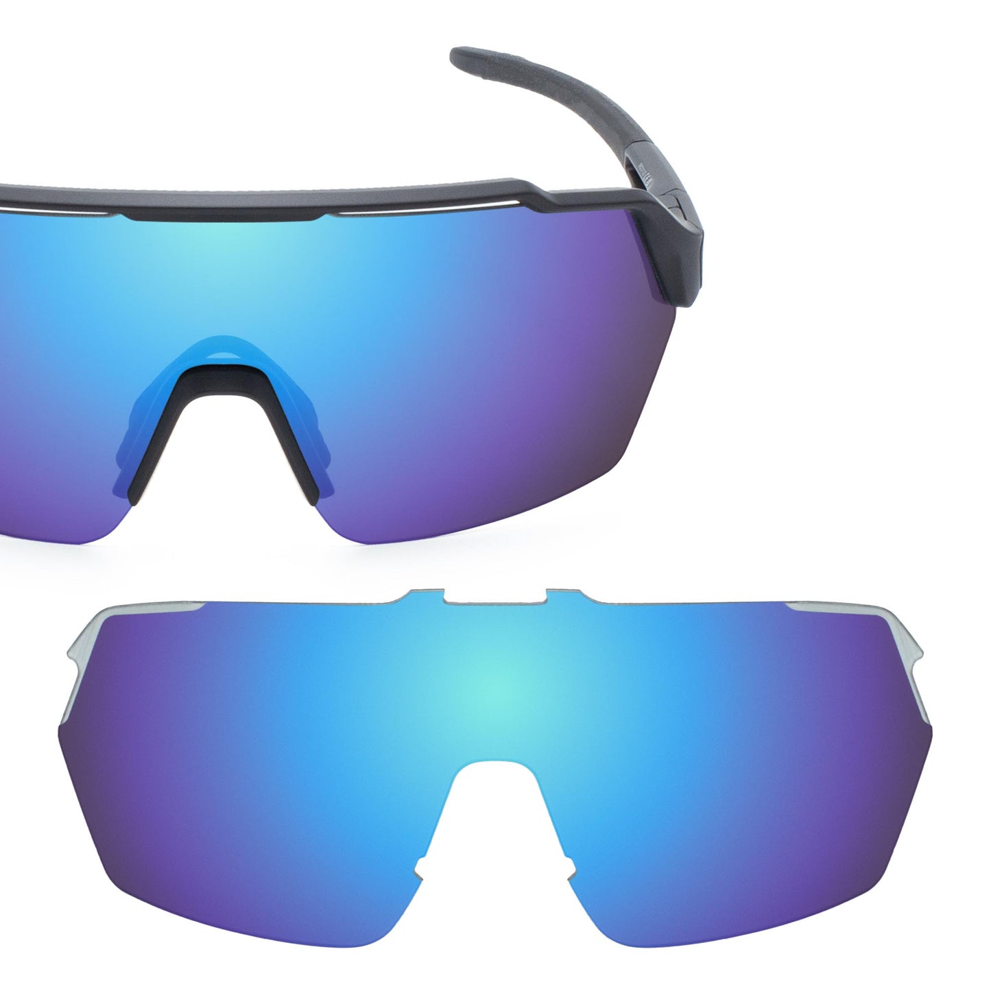 Revant replacement lenses for Smith Split Shift MAG Polarized Mirrored Ice Blue