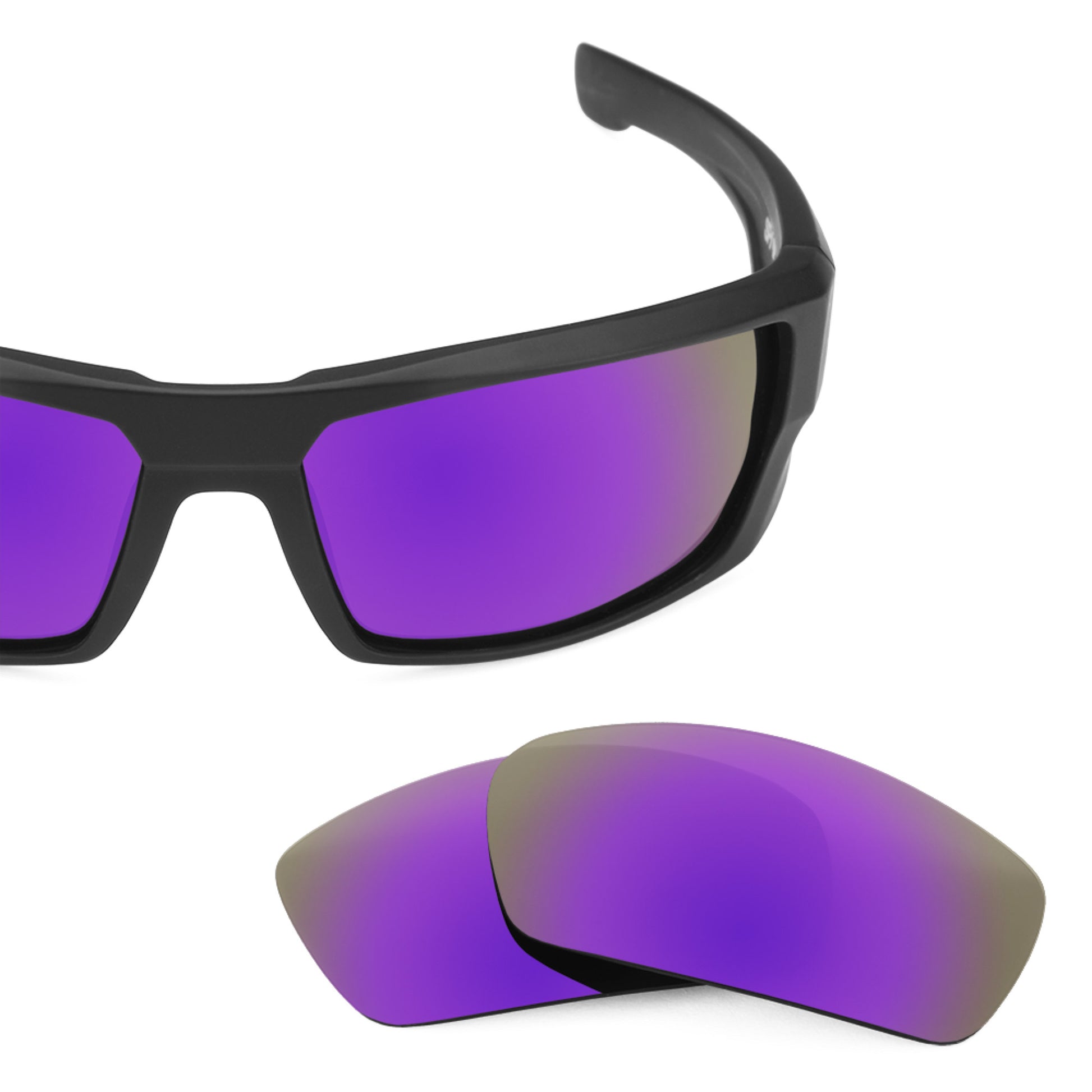 Spy Optic Dirk frame with Revant replacement Polarized Plasma Purple lenses