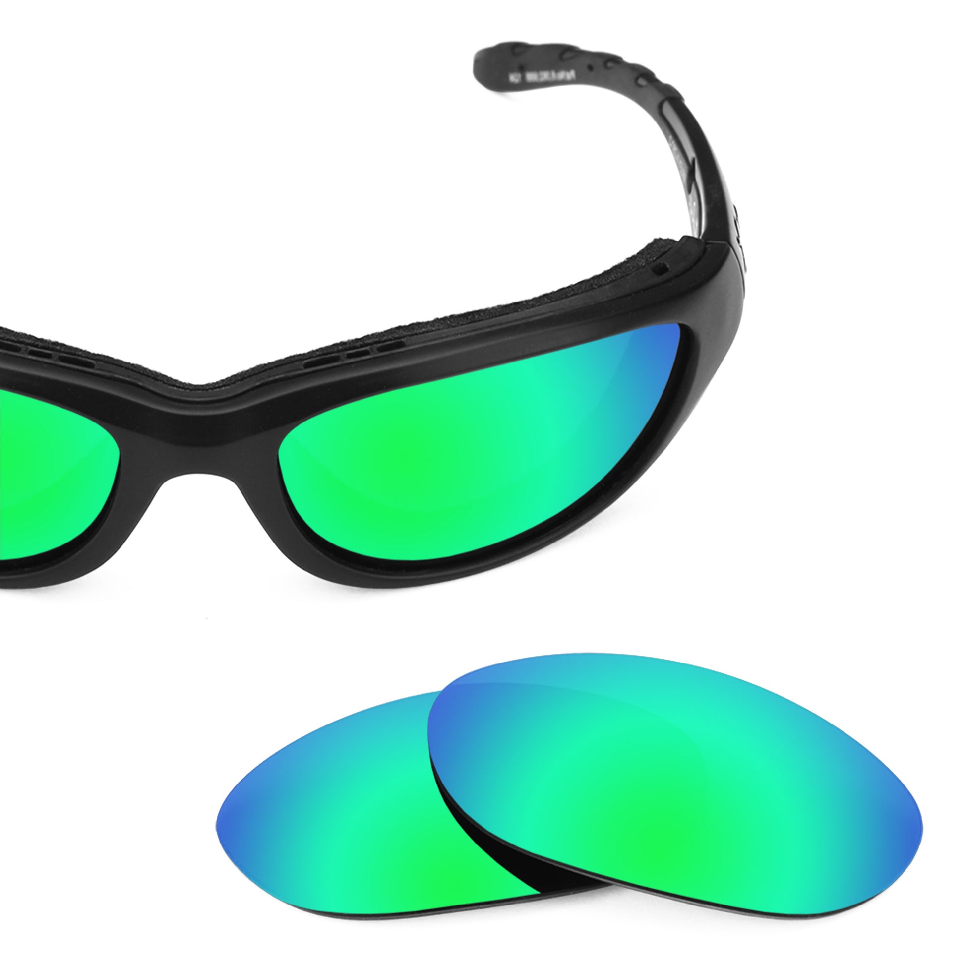 Wiley X Airrage frame with Revant replacement Polarized Emerald Green lenses
