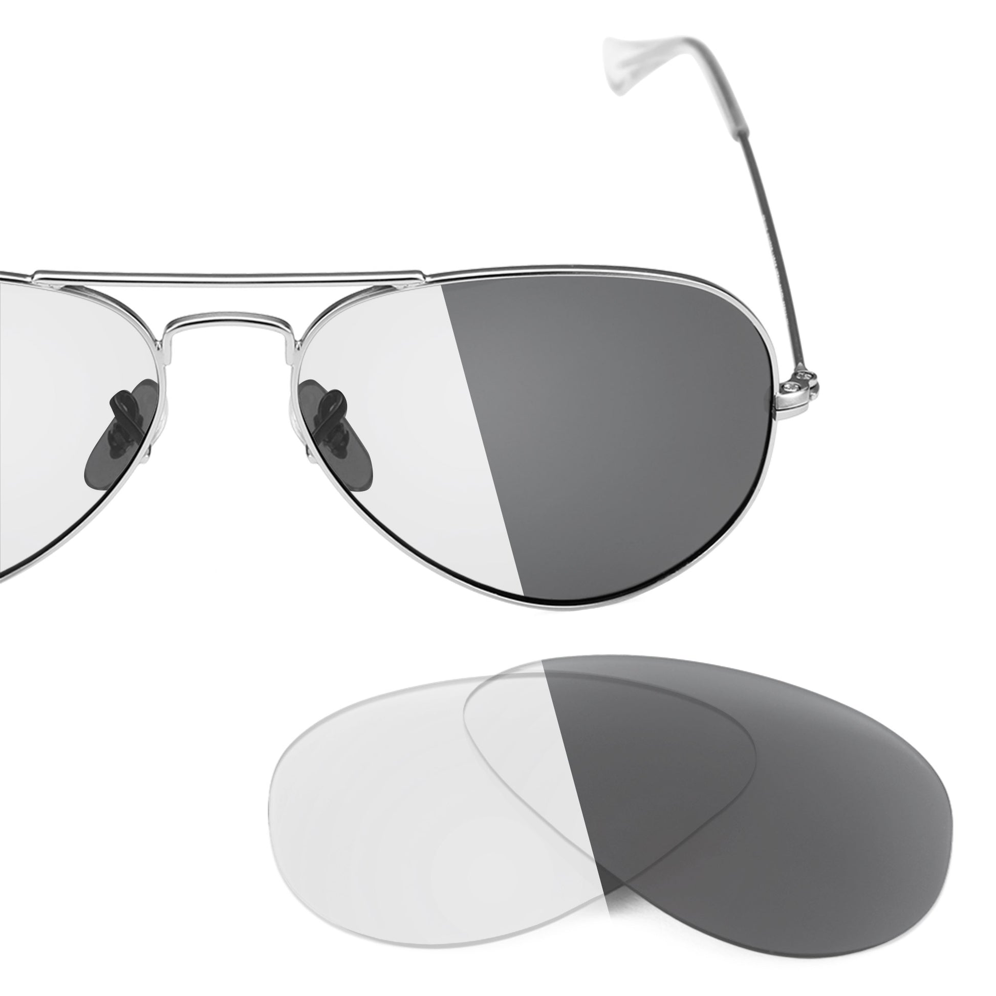 Revant replacement lenses for Ray-Ban Aviator RB3025 55mm Non-Polarized Adapt Gray Photochromic