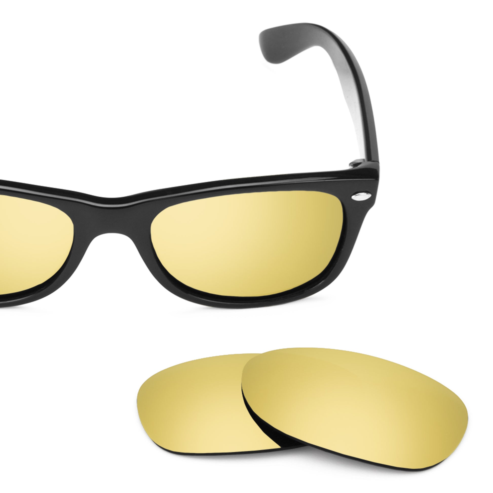 Revant replacement lenses for Ray-Ban New Wayfarer RB2132 52mm Polarized Flare Gold